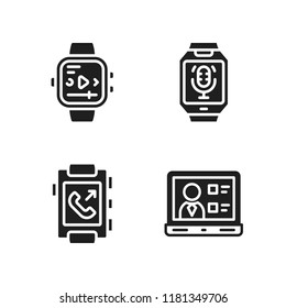 tech icon. 4 tech vector icons set. laptop and smartwatch icons for web and design about tech theme