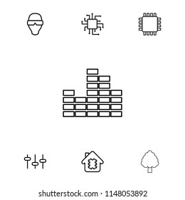 Tech icon. collection of 7 tech outline icons such as cpu in house, man in smart glasses, cpu. editable tech icons for web and mobile.