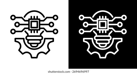Icono de la tecnología del estilo blanco y negro plano