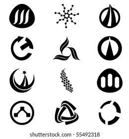 Tech Icon Logo Set - Abstract Vector Elements & Symbols: Arrow, Circle.