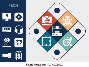 tech icon set. 13 filled tech icons.  