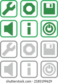 tech icons green and gray