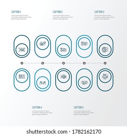 Tech Icons Line Style Set mit tragbarem Tracker, Augmentation der Augenlider, Datenmigration und anderen Cloud-Computing-Elementen. Isolierte Vektorgrafik-Techniksymbole.
