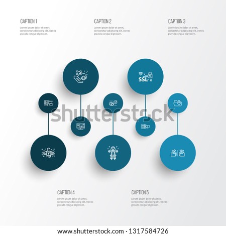 Tech icons line style set with ssl protocol, content synching, database mirroring and other cyborg elements. Isolated vector illustration tech icons.