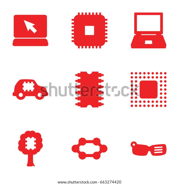 Tech icons set. set of 9 tech filled icons such\
as cpu, chip, cpu, smart\
glasses