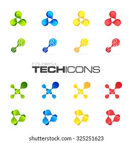 Tech Icons Vector Set. Colorful Technology Logo Elements.
