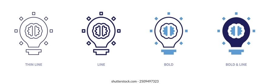 Tech idea icon in 4 different styles. Thin Line, Line, Bold, and Bold Line. Duotone style. Editable stroke.