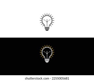 Tech Idea And Light Bulb Icon Logo Design Symbol Vector Element.