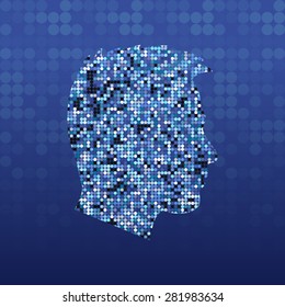 Tech illustration of a man's face. This illustration is fully editable and is perfect for science topics.