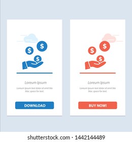tech Industry, Hand, Dollar, Industry  Blue and Red Download and Buy Now web Widget Card Template
