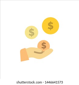tech Industry, Hand, Dollar, Industry  Flat Color Icon. Vector icon banner Template