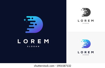 Tech initial letter D business logo in simple and modern style, company name beginning with D letter
