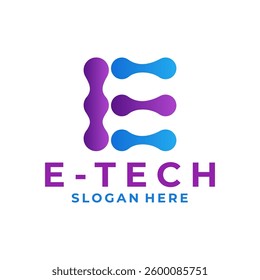 Tech with Initial letter E logo design vector template