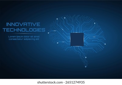 Conceito de Inovação Tecnológica com AI Brilhando Chip na Estrutura Cerebral