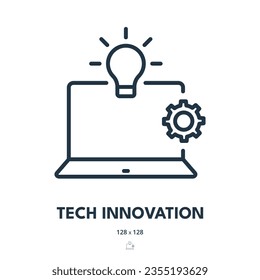 Tech Innovation Icon. Technology, Digital, Network. Editable Stroke. Simple Vector Icon
