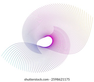 Tech, Interior, Fashion, and Textile Design Background. Dynamic Geometric Shape with Flowing Lines. Abstract Gradient Wireframe Loop. Futuristic Digital Art for Branding Modern Aesthetic. 