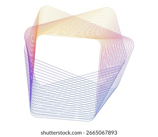 Tecnología, Interior, Moda y Diseño Textil. Forma geométrica dinámica con líneas fluidas. Bucle Abstractas del Wireframe del gradiente. Arte digital futurista para la marca. Estética moderna. Antecedentes del Vector