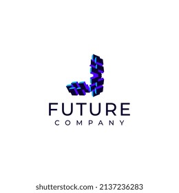 logotipo moderno de inicio de la carta tech j