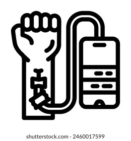 Tech Junkie Tech Enthusiast Line Icon Vektorgrafik. Tech Junkie Tech Enthusiast Zeichen. Isolierte Kontur Symbol Schwarz Illustration