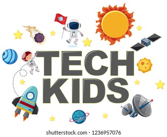 Tech kids icon with element illustration