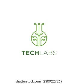 Tech lab labs leaf logo design vector icon illustration