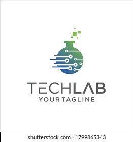 Tech Lab Logo Design Vector Stock. Science Laboratory Logo Template. Digital Chemistry Labs Logo Icon	