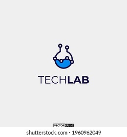 Tech lab technology line circuit element vector logo design