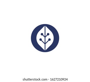  Tech leaf logo icon premium design template