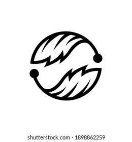 tech leaf logo in line style black color, nature and technology design