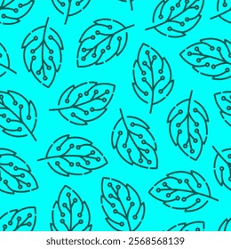 tech leaves pattern background. leaf technology theme. leaves pattern background. tech leaf theme seamless pattern background.