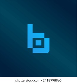 Logotipo de la carta técnica B. Plantilla de logotipo vectorial futurista con color gradiente verde y azul. Forma geométrica.