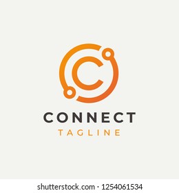 Tech Letter C Logo Icon Design Template. Technology Abstract Line Connection Circle Vector Logotype. Simple creative template.