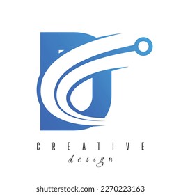 Tech Letter D Logo. Futuristic Vector Logo Template with Green and Blue Gradient Color. Geometric Shape. Usable for Business and Technology Logos