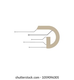 tech letter D logo template