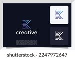 Tech Letter K Logo. Futuristic Vector Logo Template with Green and Blue Gradient Color. Geometric Shape. Usable for Business and Technology Logos.