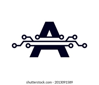 Logo De La Carta Técnica A. Forma geométrica de la plantilla del logotipo vector futurista. Usable para Logos de Negocios y Tecnología.