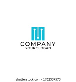 Tech Letter M Logo template Design