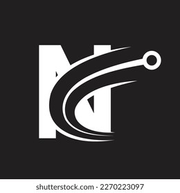 Letra técnica N logotipo negro. Plantilla de logotipo vectorial futurista con color gradiente verde y azul. Forma geométrica. Usable para Logos de Negocios y Tecnología