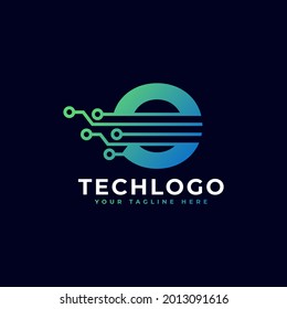 Tech Letter O Logo. Futuristic Vector Logo Template with Green and Blue Gradient Color. Geometric Shape. Usable for Business and Technology Logos.