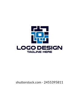 Technischer Buchstabe O-Logo. Symbol für das kreative Zeichen des Line-Art-Chips