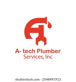 Tech A Letter plomería logo ilustración de Plantilla.