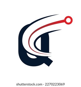 Tech Letter Q red and black Logo . Futuristic Vector Logo Template with Green and Blue Gradient Color. Geometric Shape. Usable for Business and Technology Logos