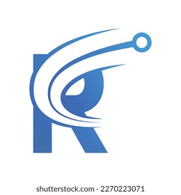 Tech Letter R Logo. Futuristic Vector Logo Template with Green and Blue Gradient Color. Geometric Shape. Usable for Business and Technology Logos