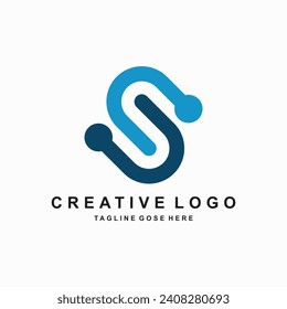 Tech Letter S Line Logo On White Background