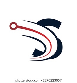 Tech Letter S red and black Logo . Futuristic Vector Logo Template with Green and Blue Gradient Color. Geometric Shape. Usable for Business and Technology Logos