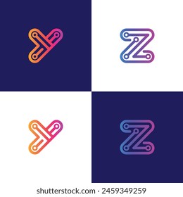 tech letter set in white and dark bg