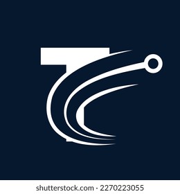 Tech Letter T schwarzes Logo. Futuristische Vektor-Logo-Vorlage mit Farbe Grün und Blau. Geometrische Form. Für Unternehmens- und Technologielogos verwendbar