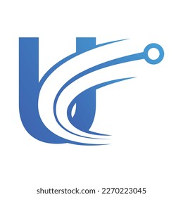 Tech Letter U Logo. Futuristic Vector Logo Template with Green and Blue Gradient Color. Geometric Shape. Usable for Business and Technology Logos