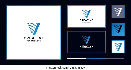 Tech Letter v Logo, Letter V logo design template, Technology logo vector icon