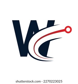 Letra técnica W con logotipo rojo y negro. Plantilla de logotipo vectorial futurista con color gradiente verde y azul. Forma geométrica. Usable para Logos de Negocios y Tecnología